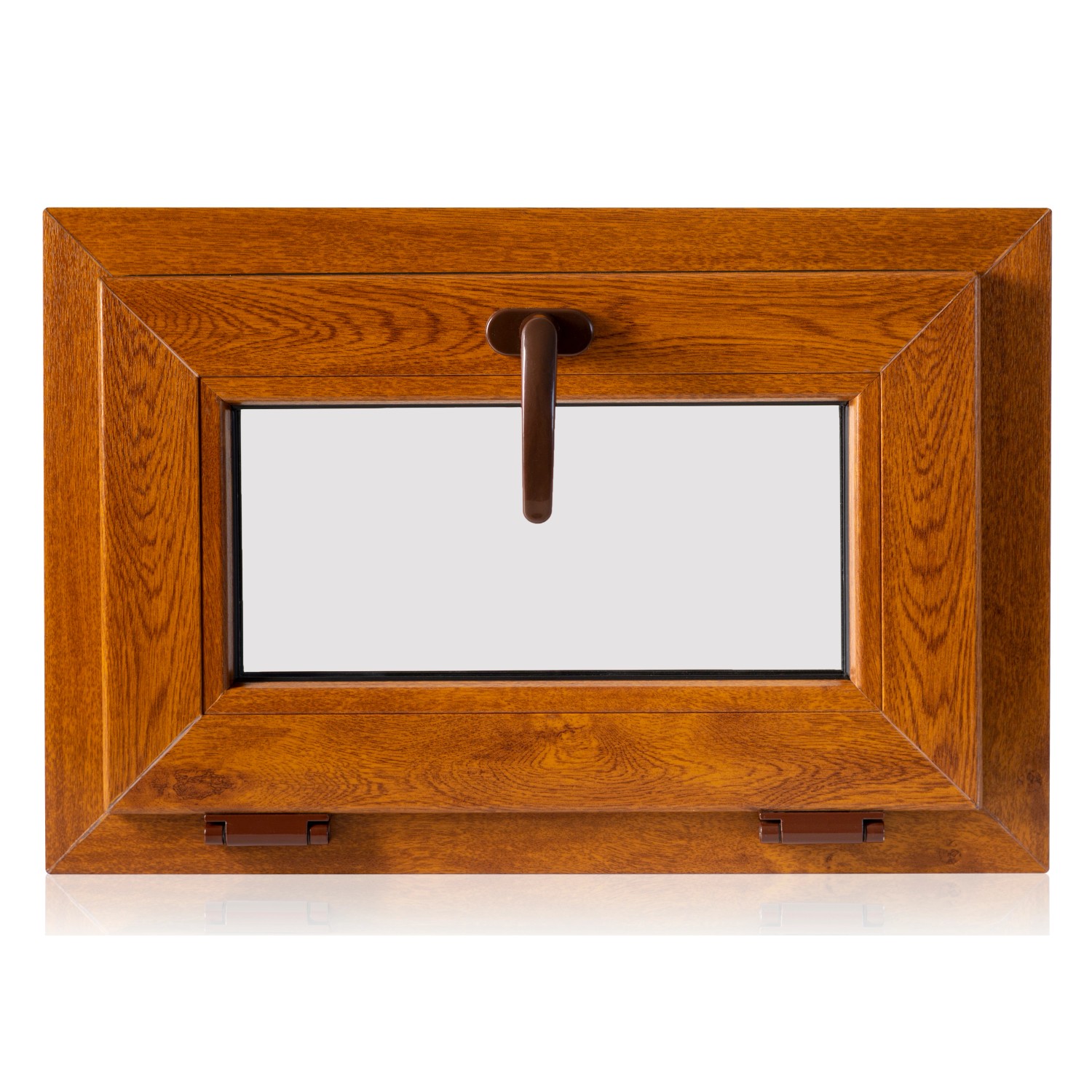 TeraGlass Okno sklepní plastové 4-komorové 2-sklo zlatý dub 500 x 500 x 60 mm