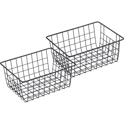 baliv Sada drátěných úložných košíků, černá, 2dílná