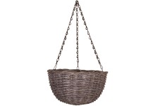 Závěsný květináč z vrbového proutí, šedá, pr. 30 x 16 cm