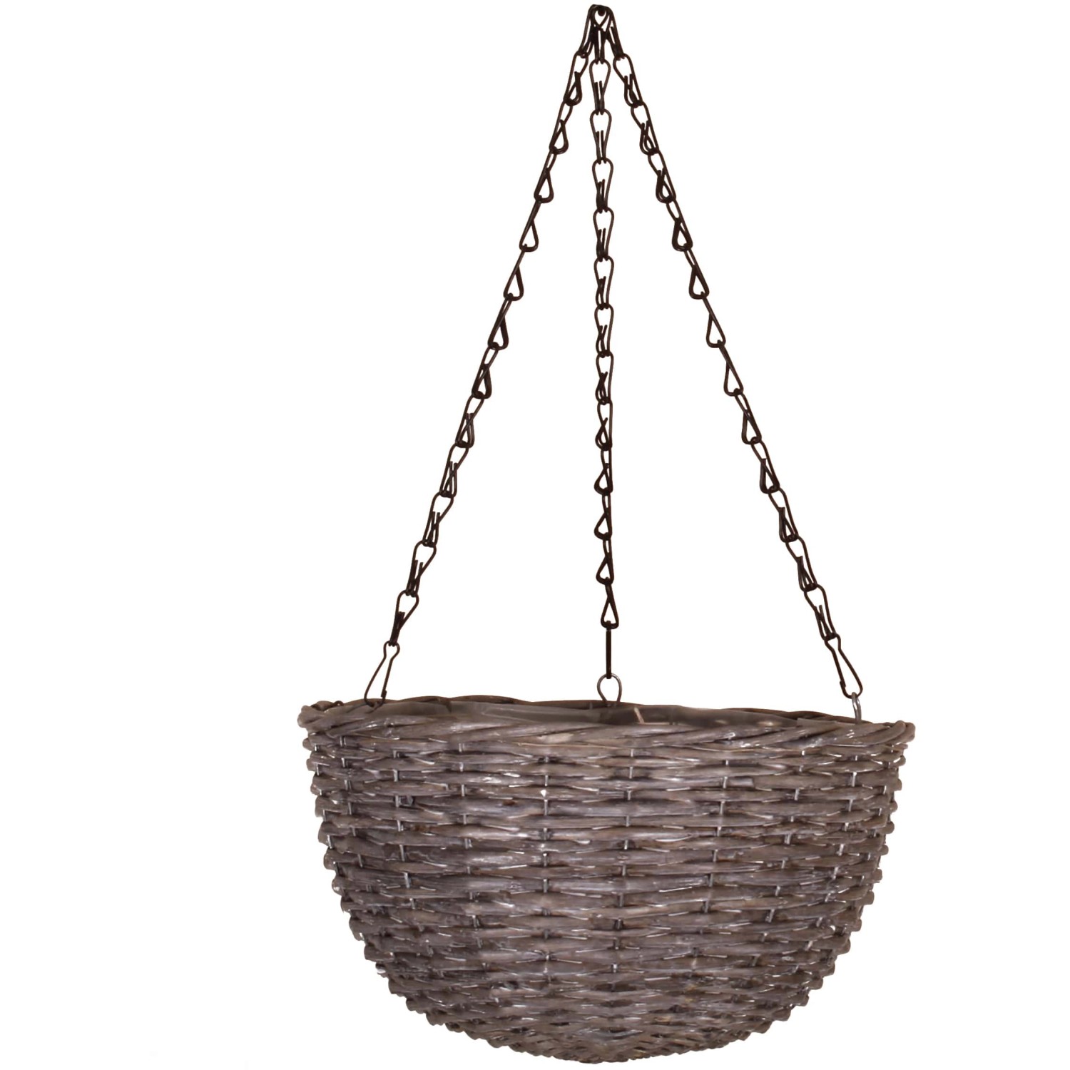 Závěsný květináč z vrbového proutí, šedá, pr. 30 x 16 cm