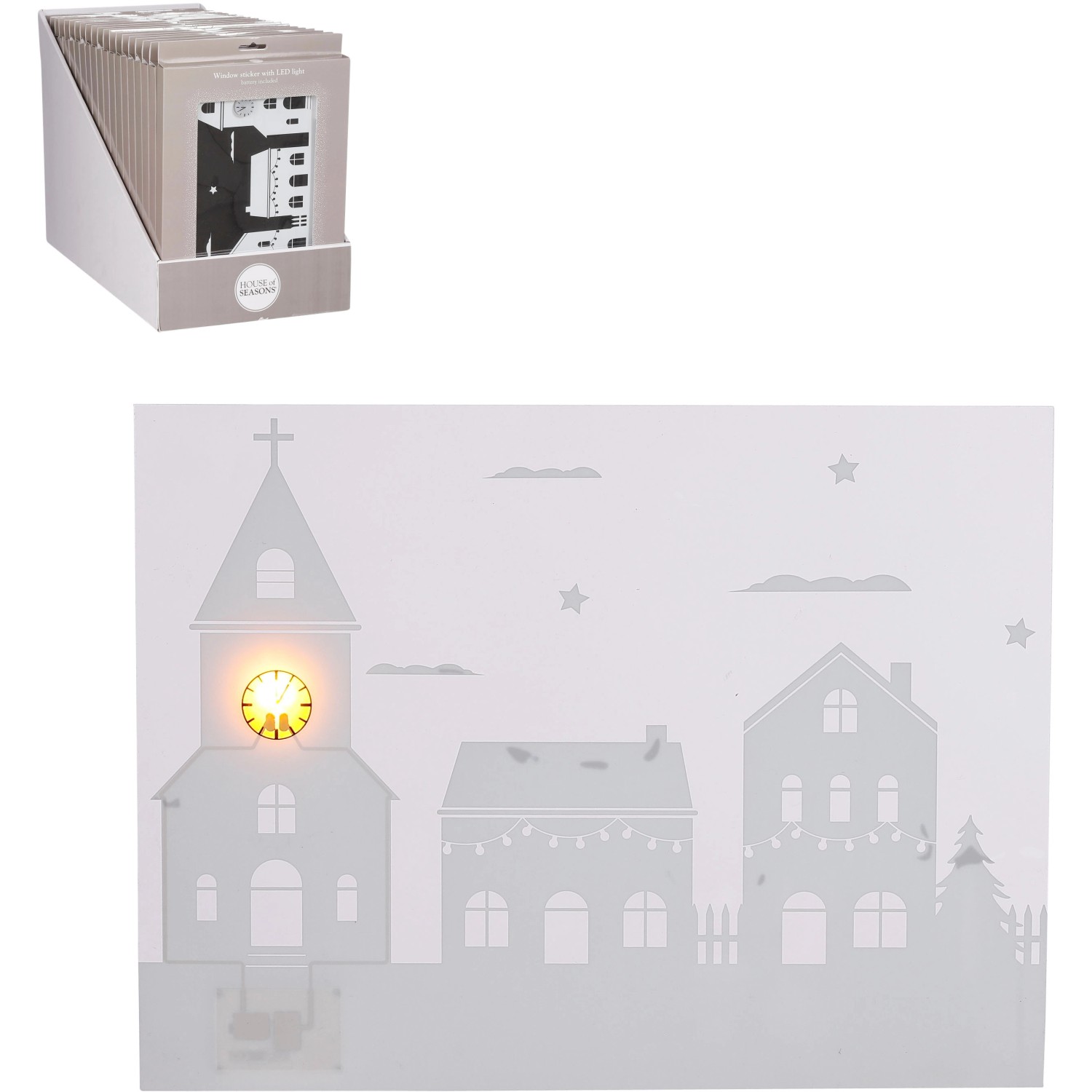House of Seasons Nálepka na okno kostel, bílá, 22 x 29 cm