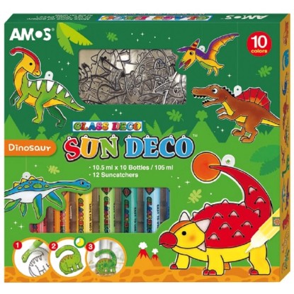 Amos Sada barev na sklo Dinosaurus 10 x 10,5 ml + 12 sklíček