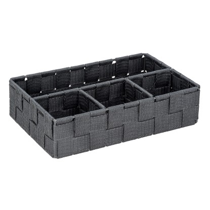 Wenko Úložný košík Adria malý, polypropylen, tmavě šedý, 26 x 6,5 x 17 cm