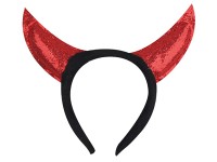 Čertovské rohy na čelence třpytivé, tmavě červené