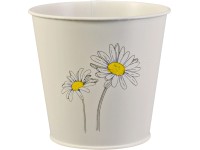 Květináč na bylinky lakovaný s potiskem, krémový, zinkový, 14,6 x 16 cm