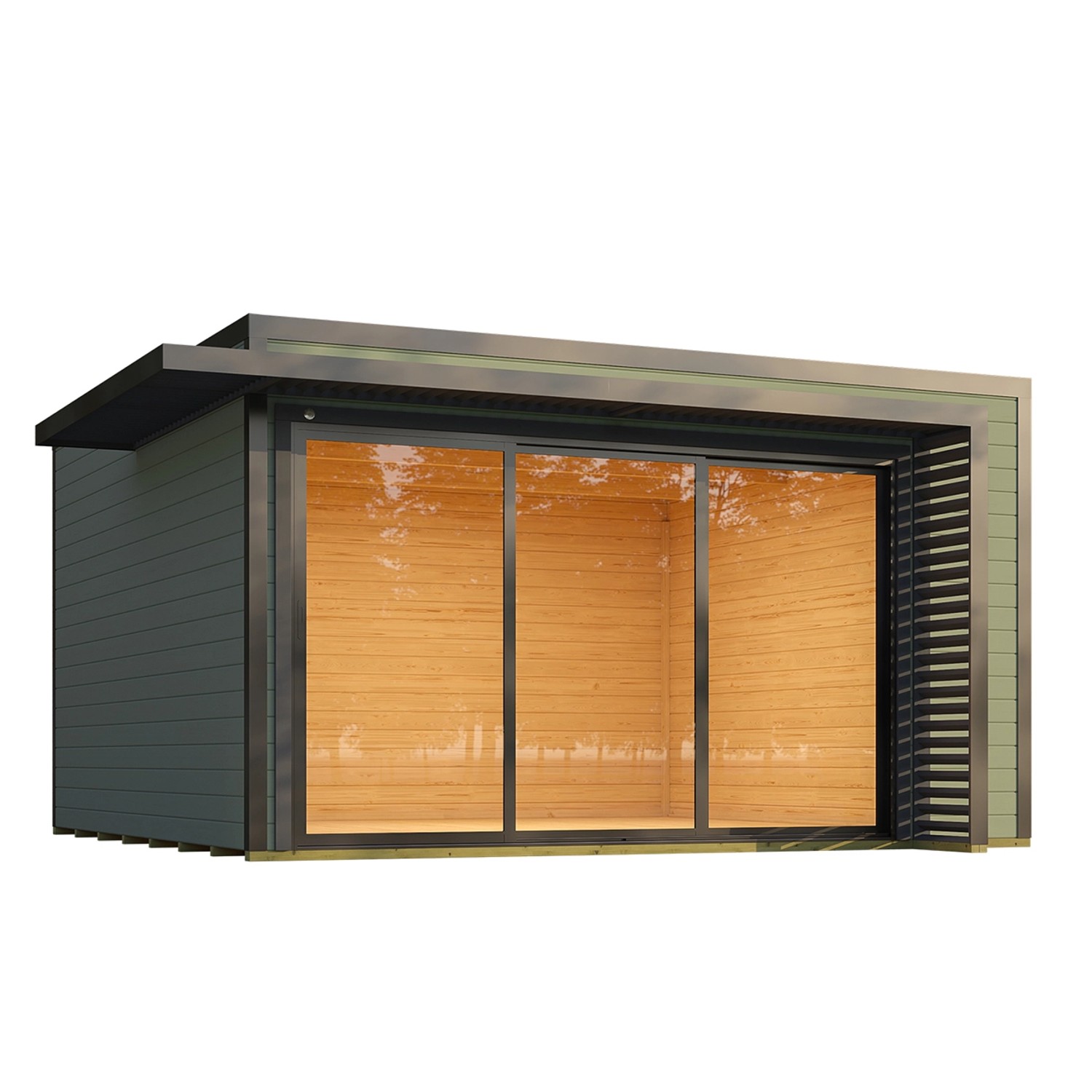 Weka Dřevěný zahradní domek Amberley 1 44mm V1, šedozelená-antracit, 400 x 400cm