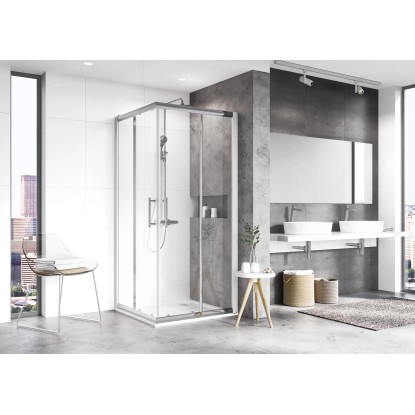 RAVAK Sprchový kout XP3RV2-80 lesklý chrom + transparentní sklo