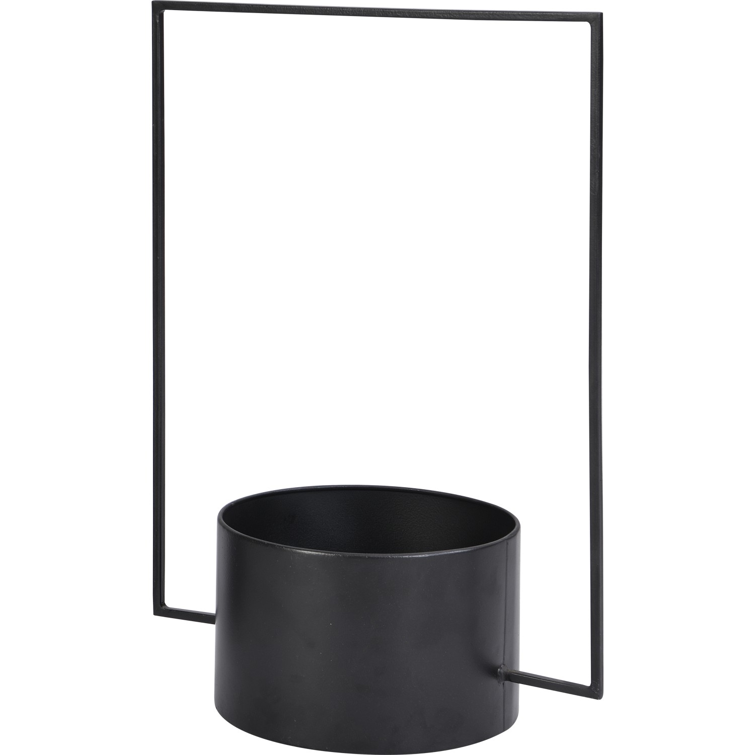 Kovový kulatý květináč s držákem, černá, 20 x 34 x 49 cm