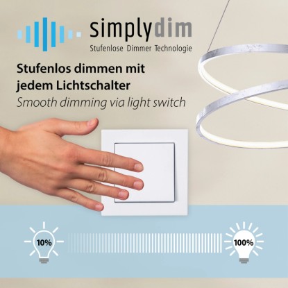 LED závěsné svítidlo Paul Neuhaus Helia: Funkce stmívání pomocí vypínače, nastavitelný jas.