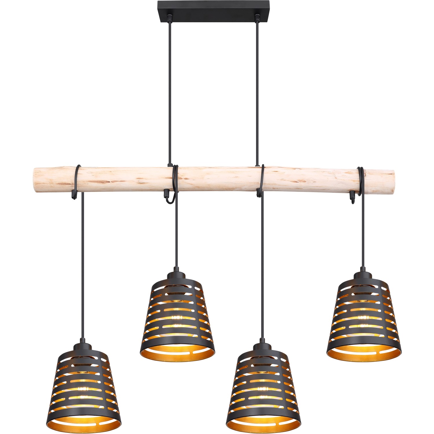 Globo Závěsné svítidlo Ablona matná černá/přírodní 85 cm x 17 cm x 120 cm