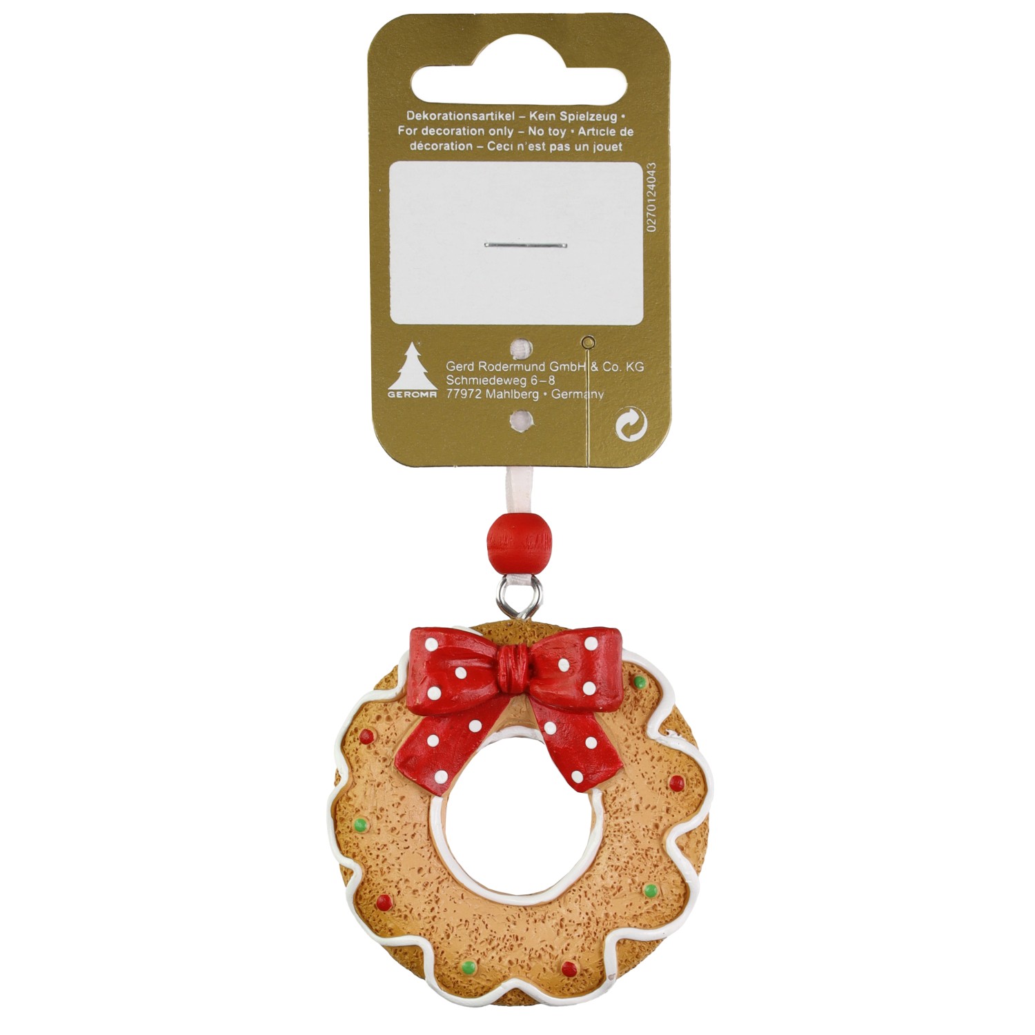 GEROMA Závěsná vánoční dekorace donut z polyresinu červený 5,5 cm, 1 ks