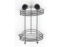 Wenko Rohová 2-patrová nástěnná police Vacuum-Loc Bari černá 24 x 43 x 21 cm