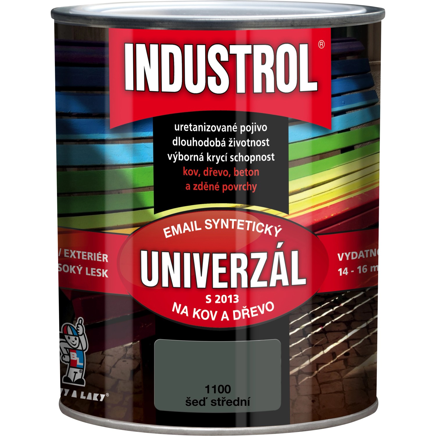 INDUSTROL Email na kov a dřevo S2013 UNIVERZÁL 1100 středně šedá 750 ml