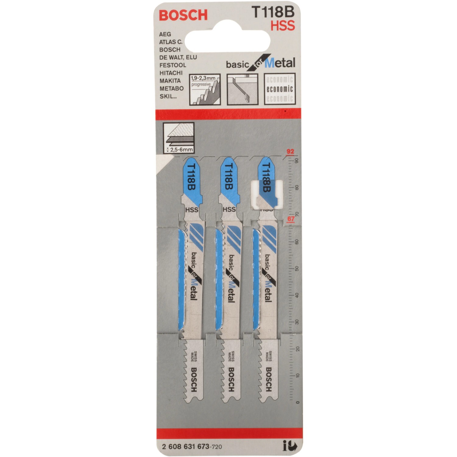Bosch Pilový list se střídavým ozubením T 118 B Basic for Metal, 3 ks