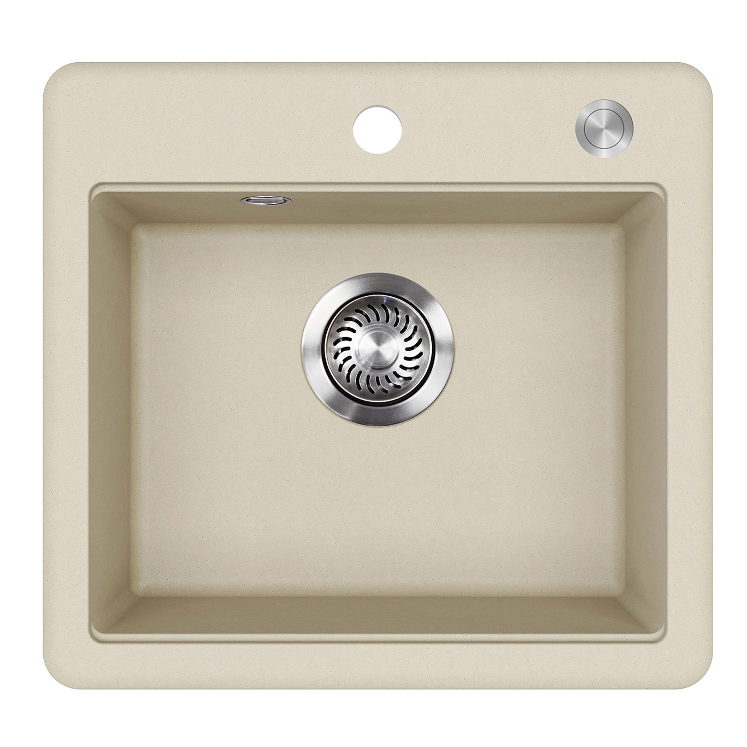 HELIKA Granitový dřez ESTA SQE100 slonová kost s ovládáním výpusti 47 x 44 cm