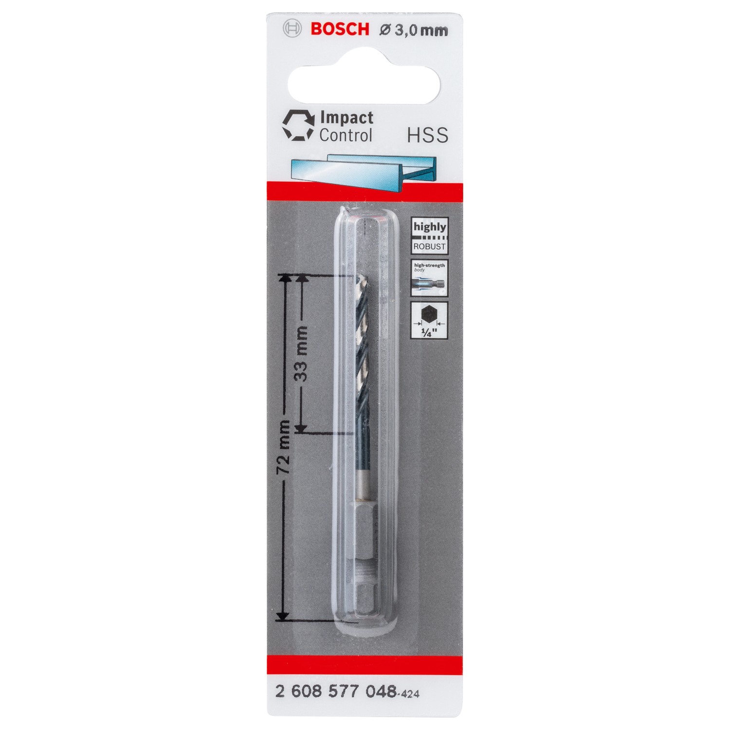 Bosch Spirálový vrták HSS Impact Control 3 x 33/72 mm