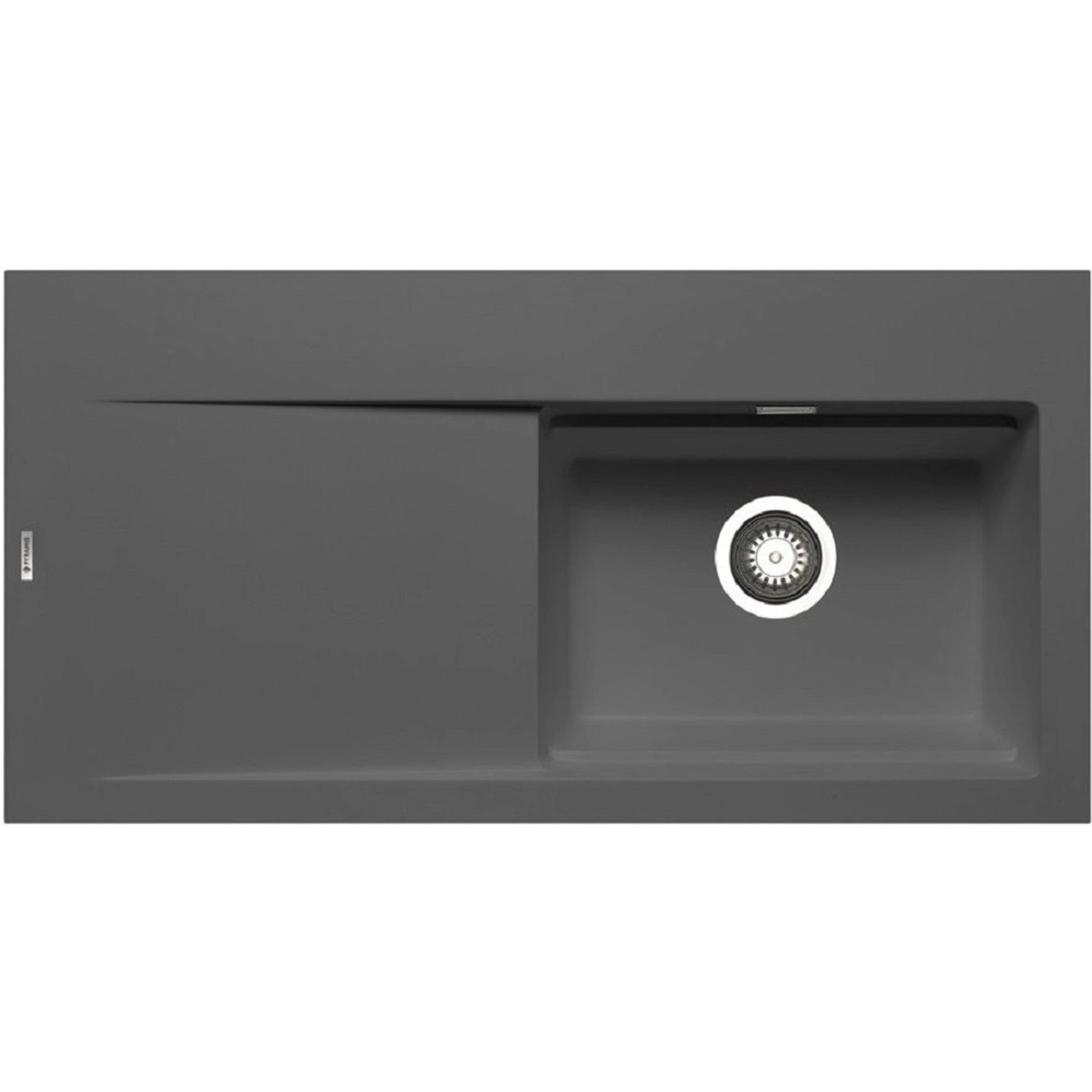 Pyramis Granitový dřez s odkapávačem Tekton 1B 1D RH, iron grey, 100 x 51 cm