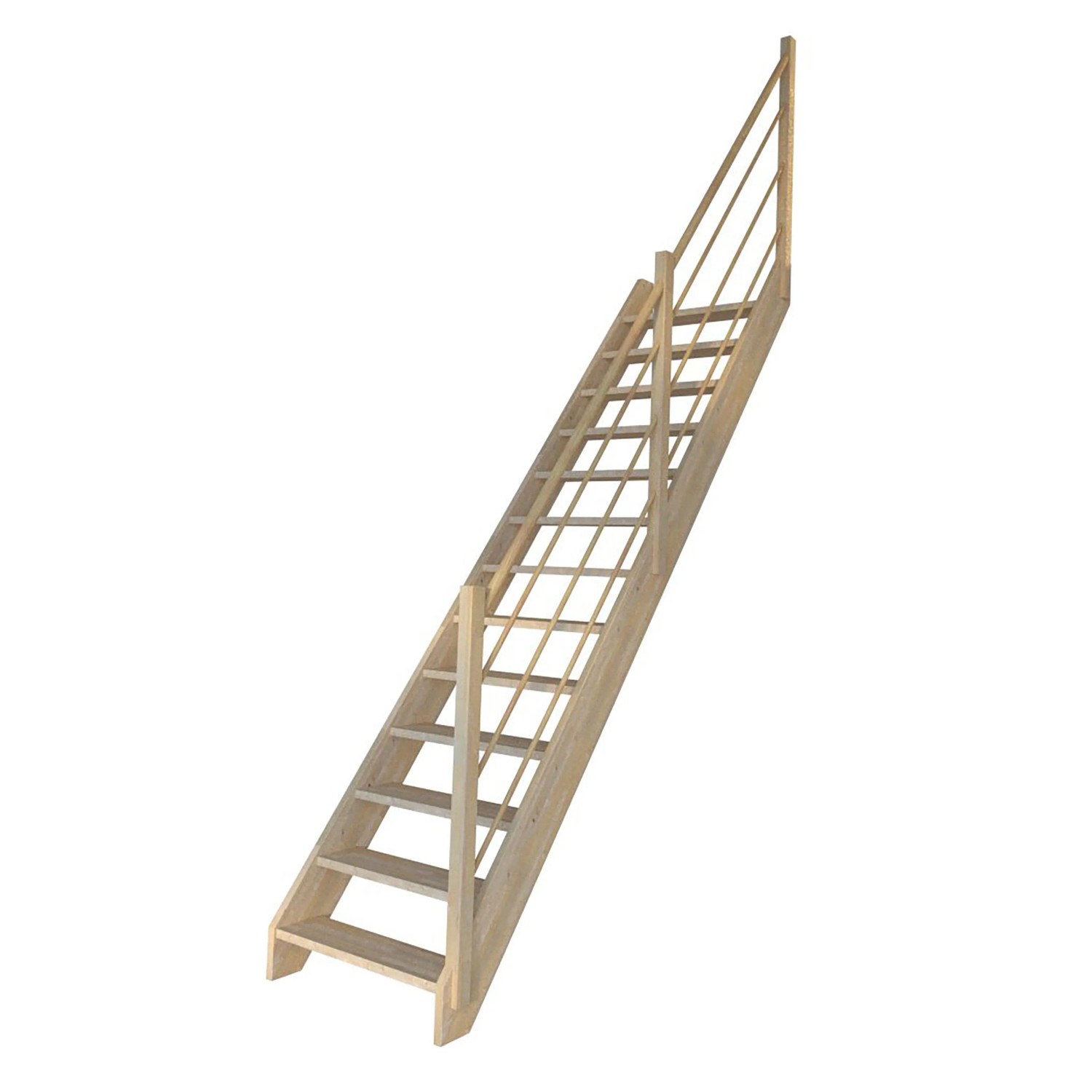 StarWood Schody Korfu smrkové rovné otevřené dřevěné design. zábradlí pravé