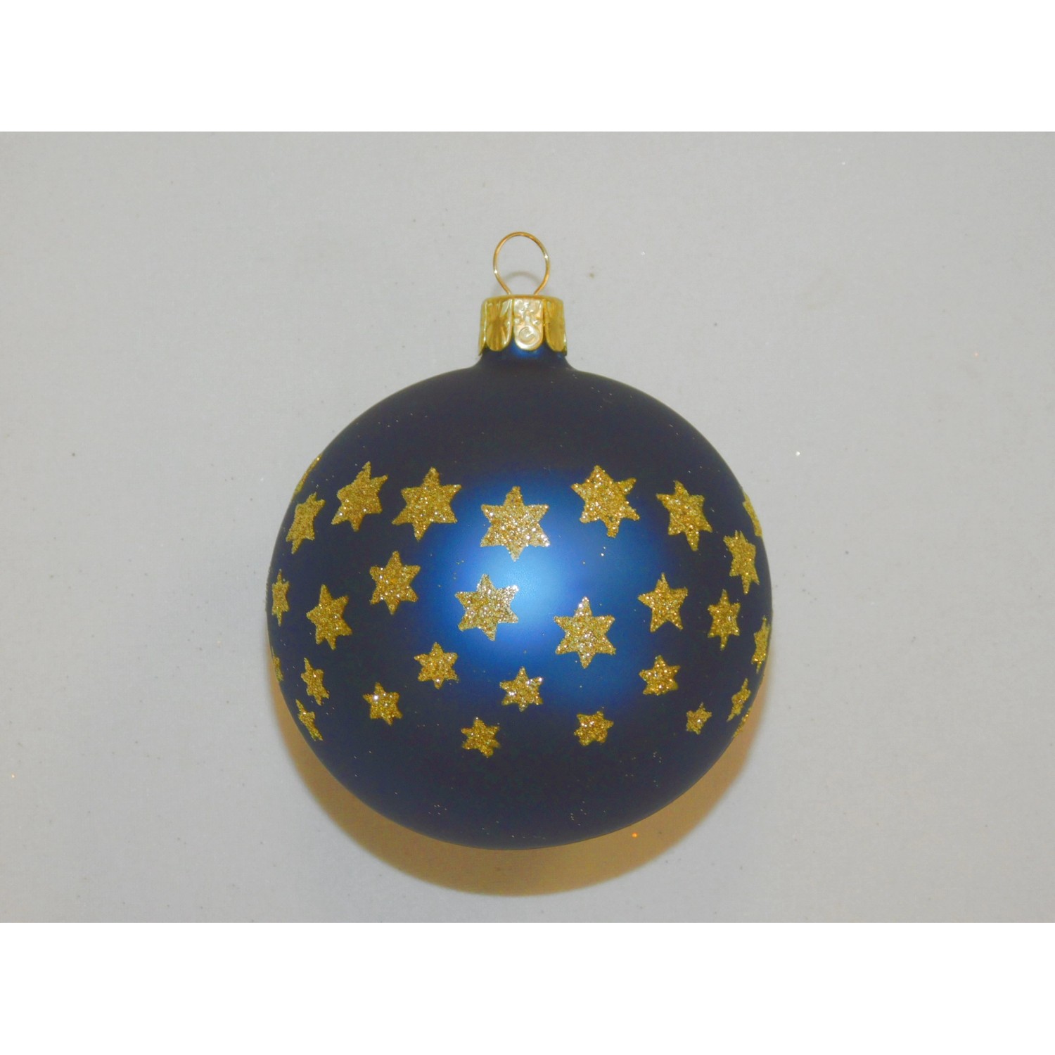 ONREX Vánoční ozdoba skleněná koule modrá malé hvězdičky pr. 7 cm