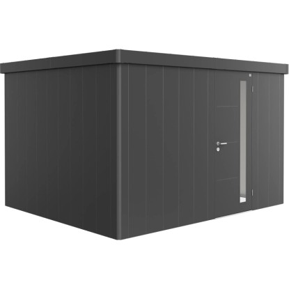 Biohort Plechový zahradní domek Neo3D standardní dveře tm. šedá 348 x 292 cm