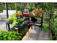 Vitavia Hliníkový stůl 2 odkládací plochy 121 cm x 54 cm x 76 cm černý