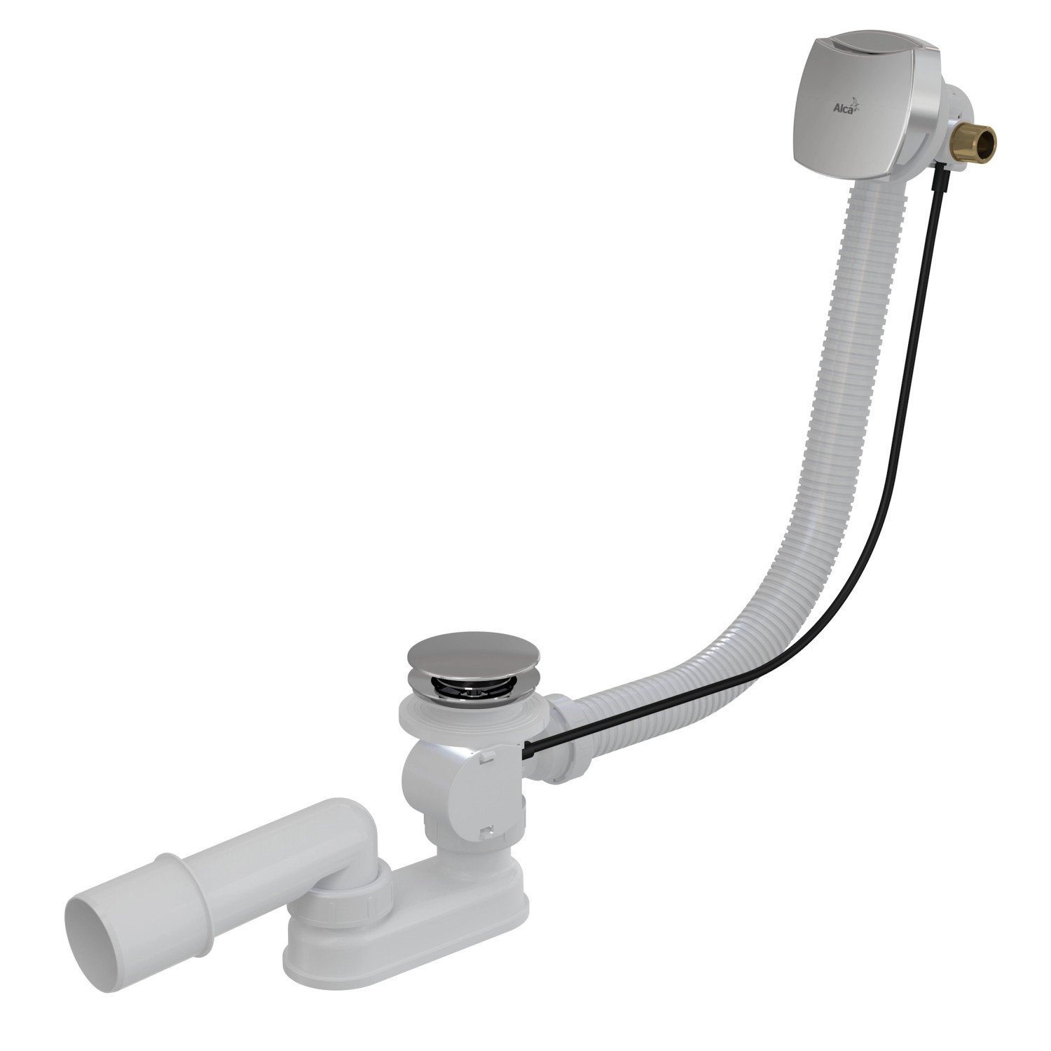 Alcadrain Sifon vanový automat s napouštěním přepadem, chrom