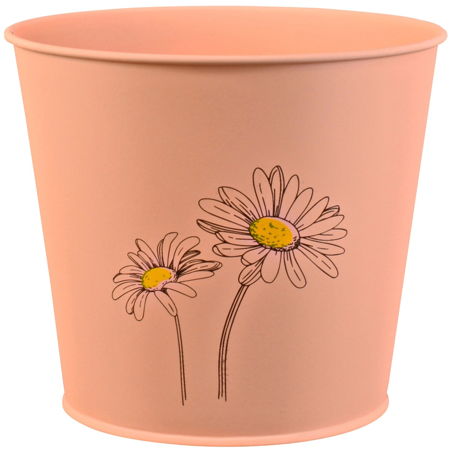 Květináč na bylinky lakovaný s potiskem, lososový, zinkový, 16 x 18,5 cm