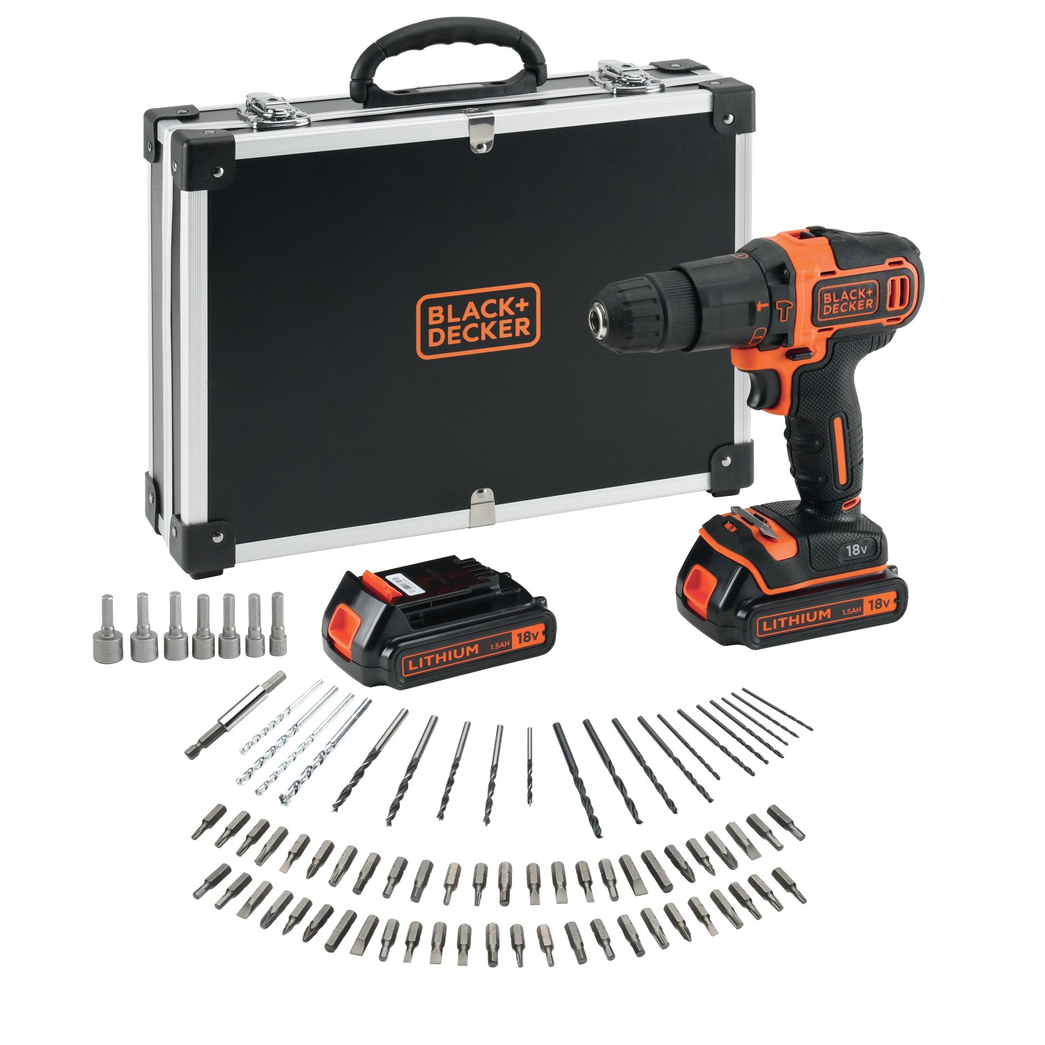 Black+Decker Aku příklepová vrtačka BDCHD18BAFC, 18V vč. 2x1,5Ah aku