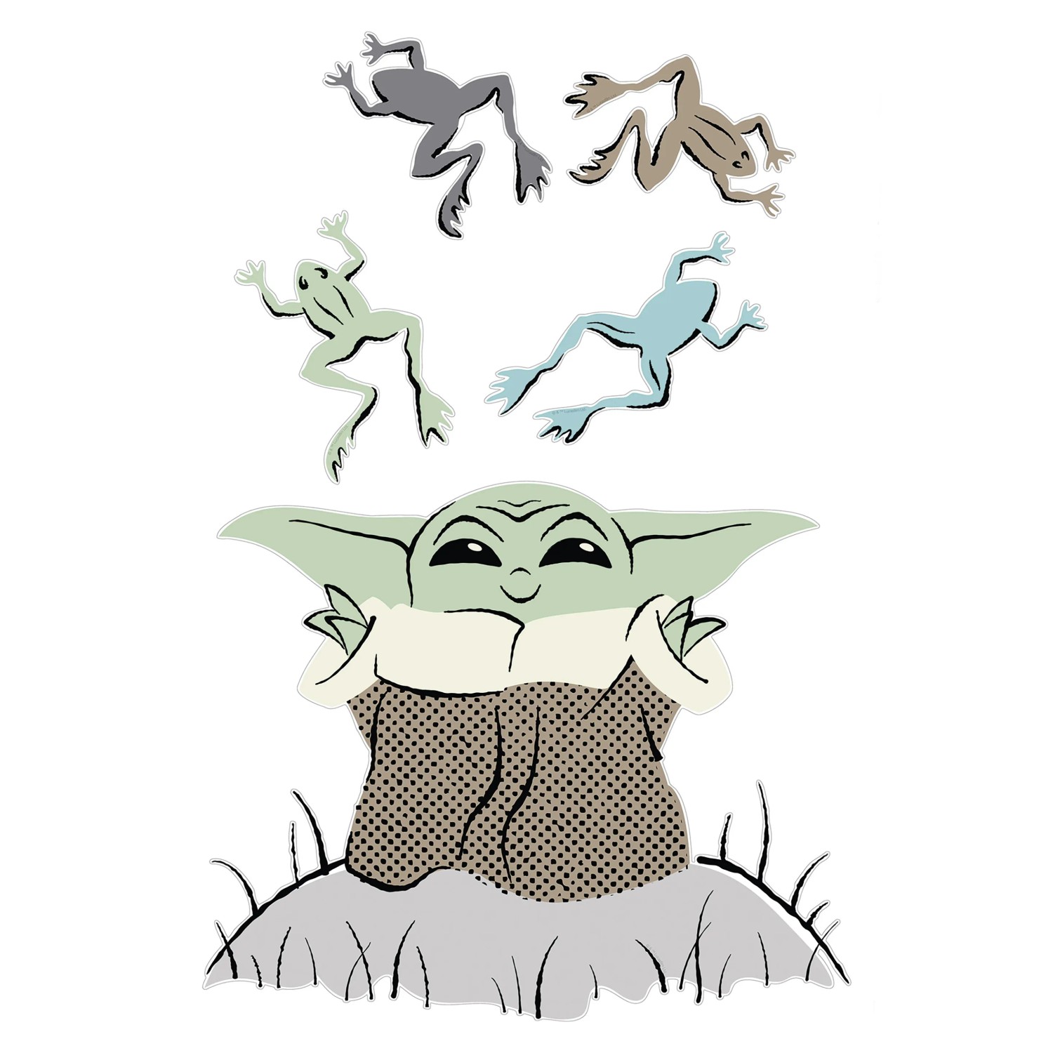 Komar Samolepka na zeď SW The Mandalorian Grogu Enchanted Frogs 50x70 cm, 5dílná