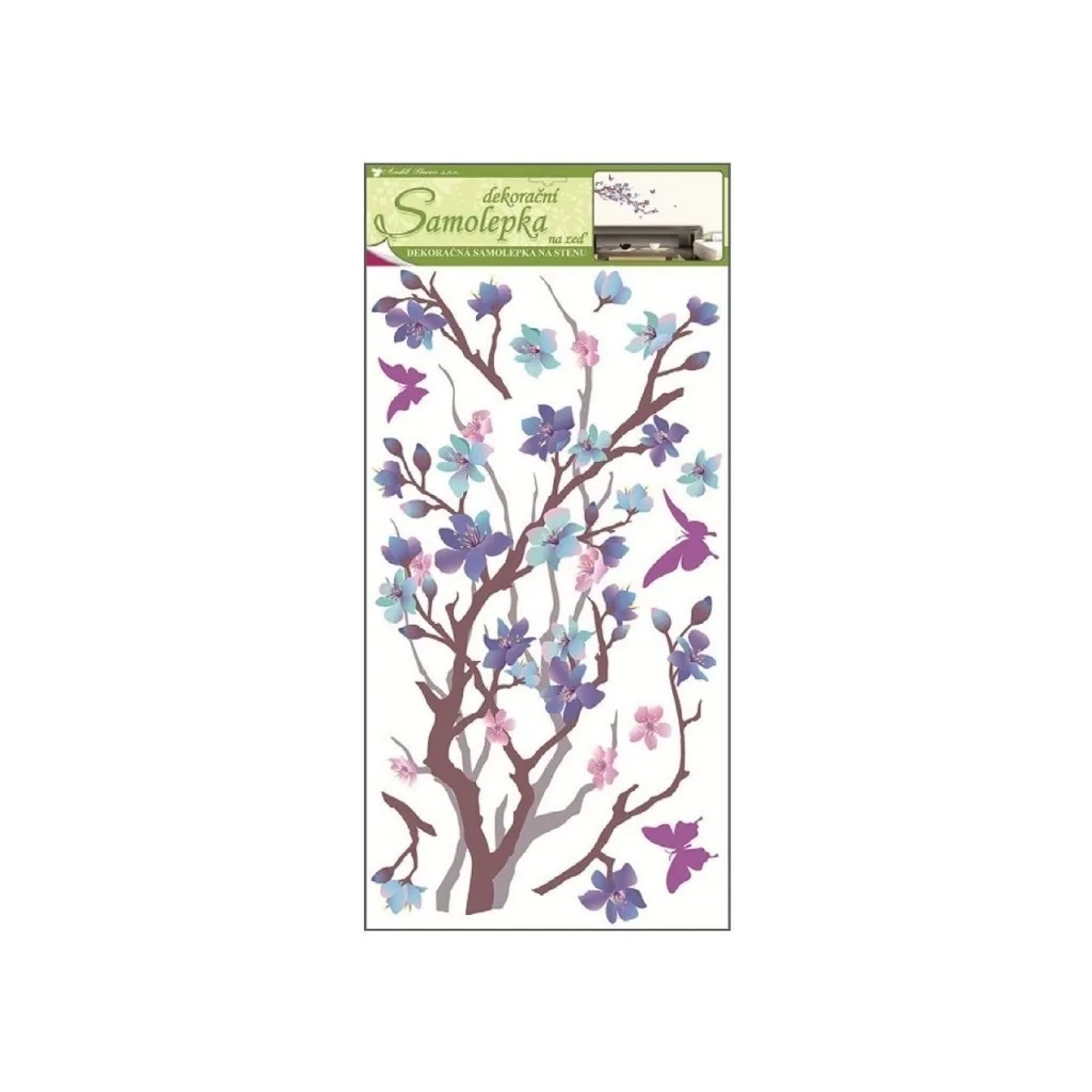 Anděl Přerov Samolepky na zeď purpurovo-fialová větvička 60 x 32 cm