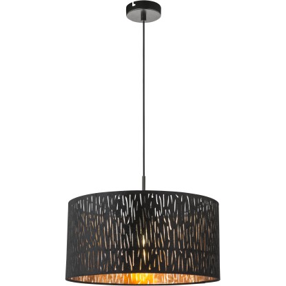 GLOBO Závěsné svítidlo Tuxon sametové černo-zlaté 1bodové průměr 40 cm