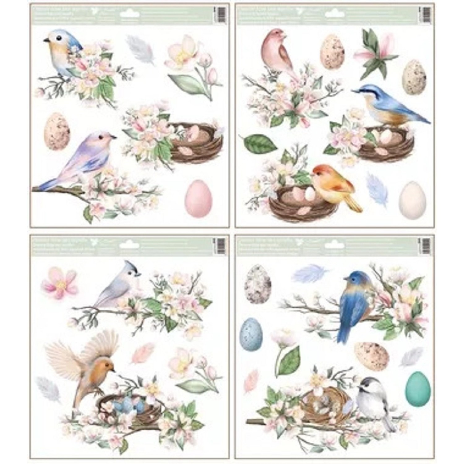 Anděl Přerov Dekorační okenní fólie ptáčci s glitry, mix dekorů, 30 x 33,5 cm