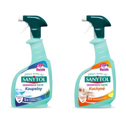 Sanytol Duopack čističe KOUPELNY + KUCHYNĚ, 2x500 ml