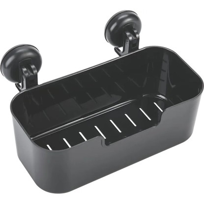 Koš odkládací s přísavkou, černý matný 25 x 13,6 x 16,4 cm