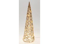 Vánoční dekorace kovový stromek 20 LED teplá bílá, zlatá, pr. 12 x 40 cm