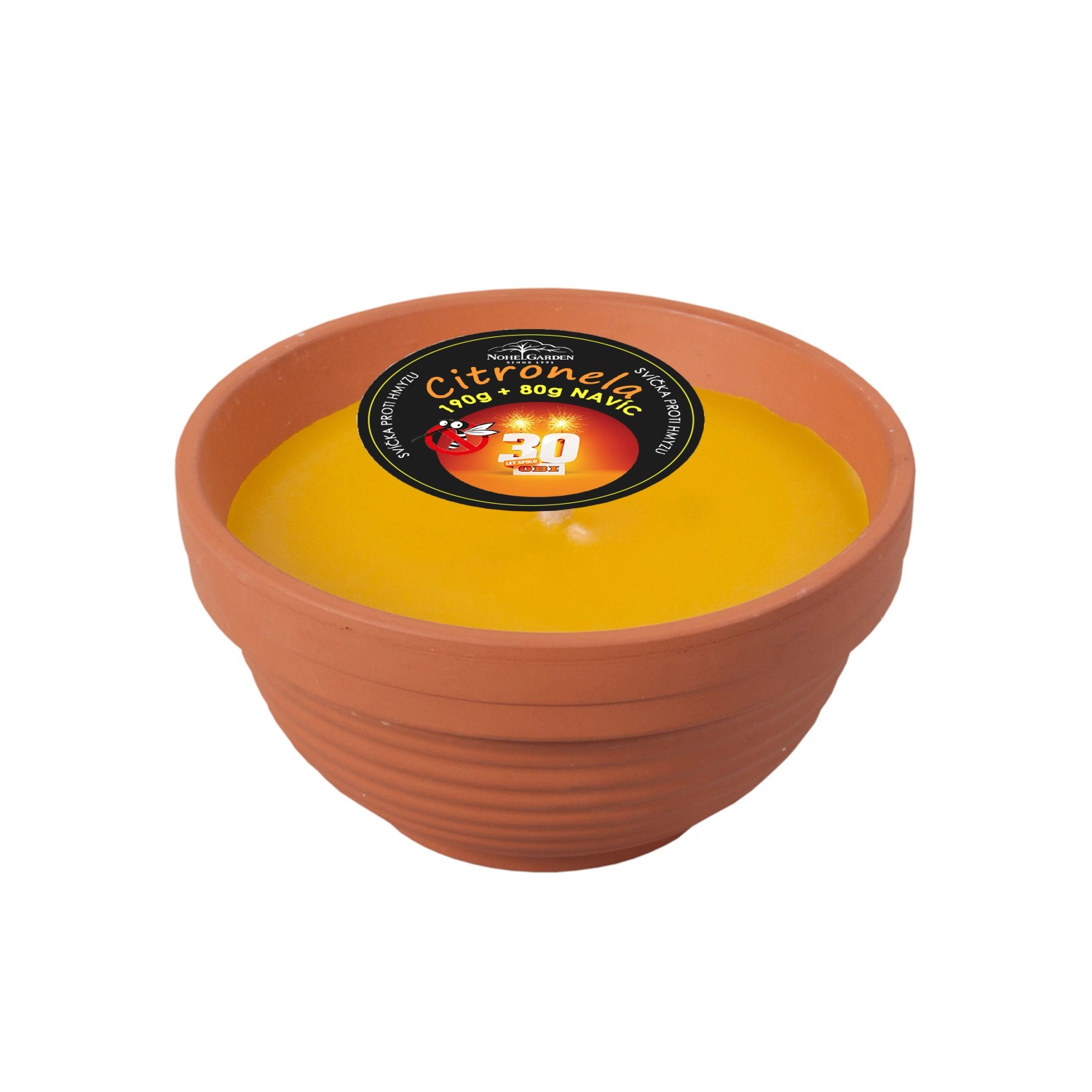 Svíčka proti hmyzu Citronella Flower, žlutá, 190 g + 80 g zdarma