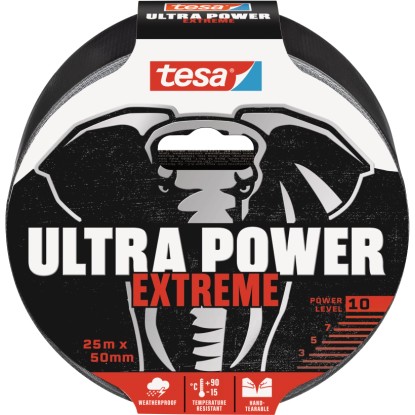 tesa Opravná páska Ultra Power EXTREME, černá, 25 m x 50 mm