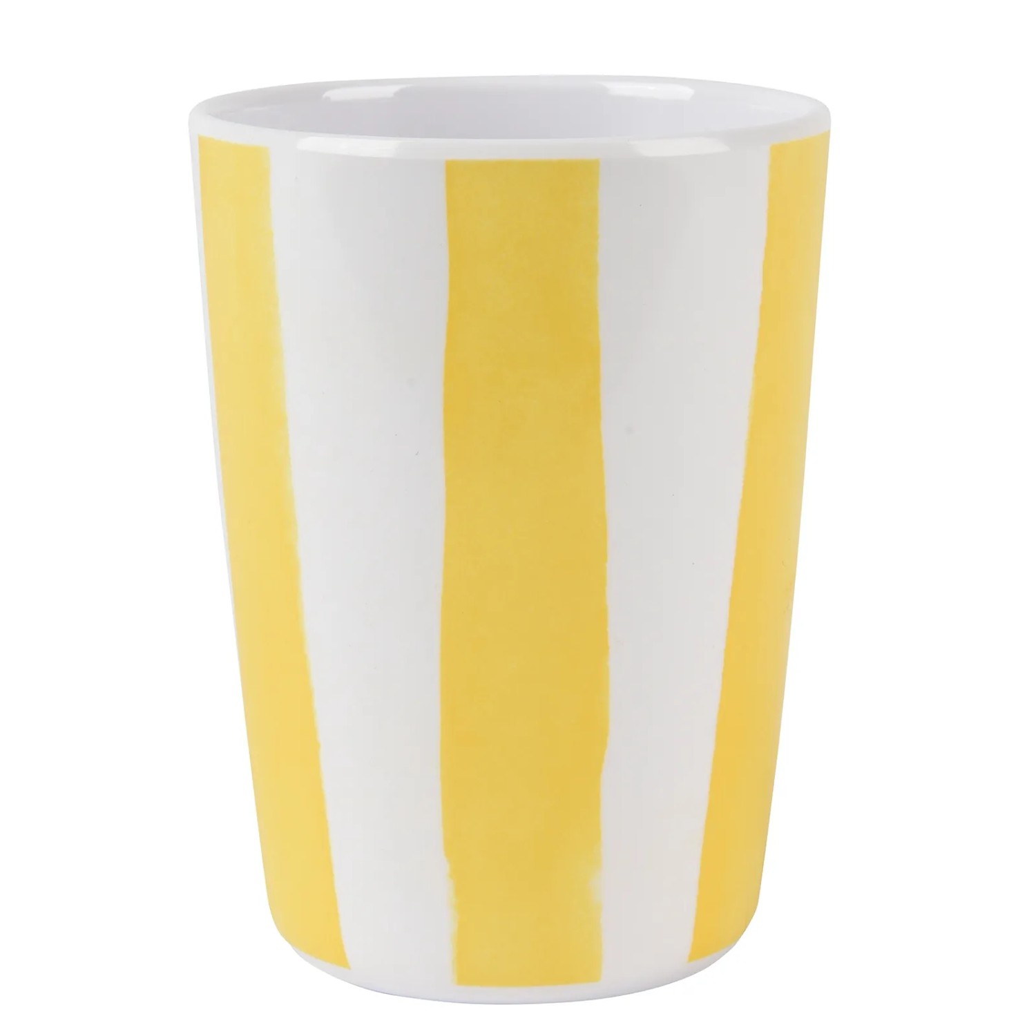 Kaemingk Hrneček z melaminu pruhovaný žluto-bílý pr. 7,8 x 10,5 cm