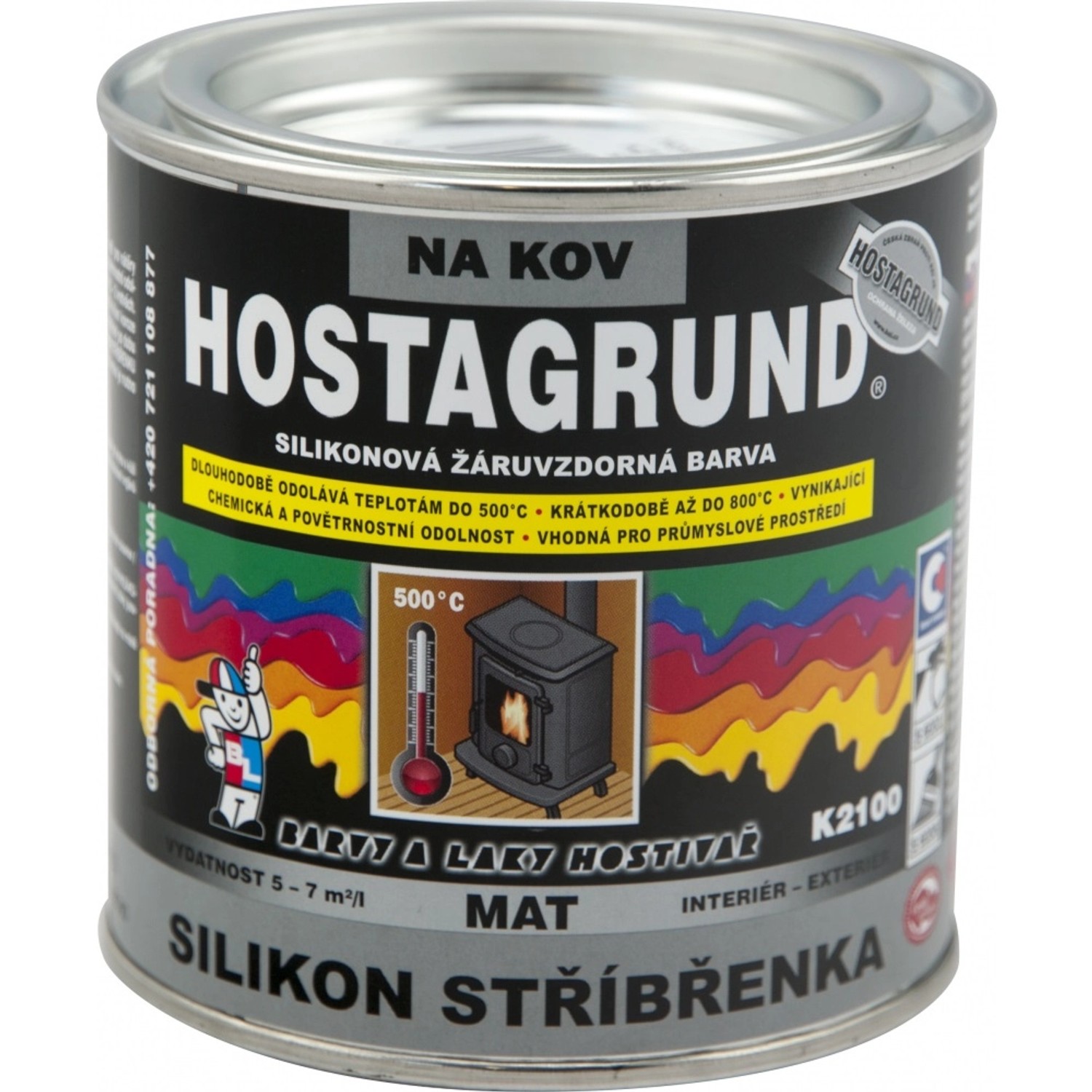 Hostagrund Silikonová stříbřenka na kov do 500 °C, K2100, 350 g