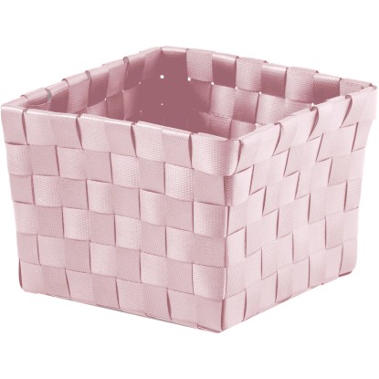 Úložný košík z PP výpletu pastelově růžový 14 cm x 14 cm x 9 cm