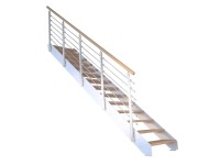 StarWood Kovové schody Kos 15 st. dub olej. 87 cm design. zábradlí bílá