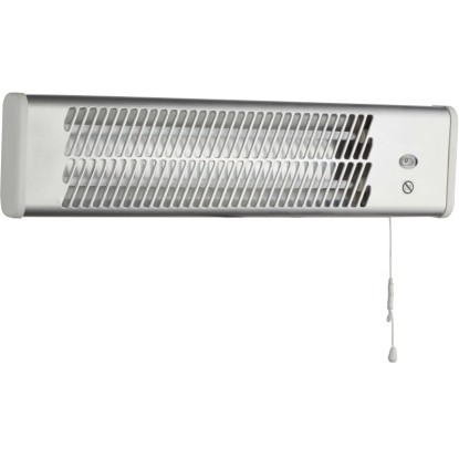 Křemenný nástěnný ohřívač 1200 W, stříbrný ohřívač s tahovým spínačem pro montáž na stěnu.
