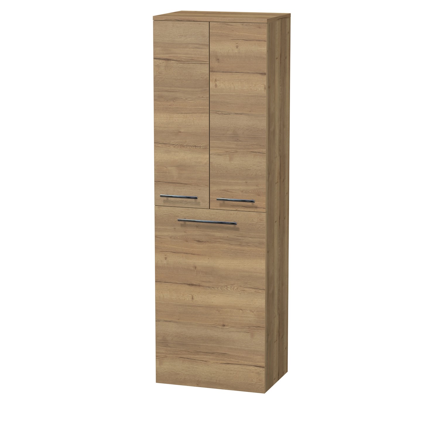 INTEDOOR Vysoká skříň BEE, pravé, úchyt chrom, 2 dveře, koš, š.50cm, dub Halifax