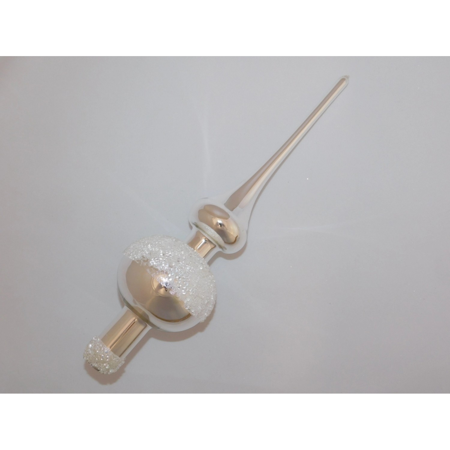 Ornex Vánoční ozdoba skleněná špice stříbrná 28 cm