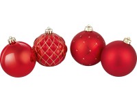 Sada plastových vánočních ozdob červená matná/lesklá pr. 8 cm, 6dílná Sada plastových vánočních ozdob červená matná/lesklá pr. 8 cm, 6dílná