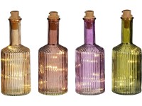 Mica Decorations Dekorativní láhve s LED osvětlením, 4 barvy, pr. 8 cm