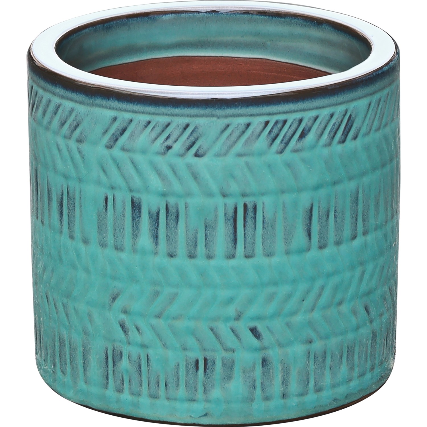 Keramický květináč strukturovaný, zelená, pr. 19 x 17 cm