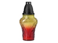 Hřbitovní sklo srdce červeno-žluté s vkladem 90 g, 19 cm