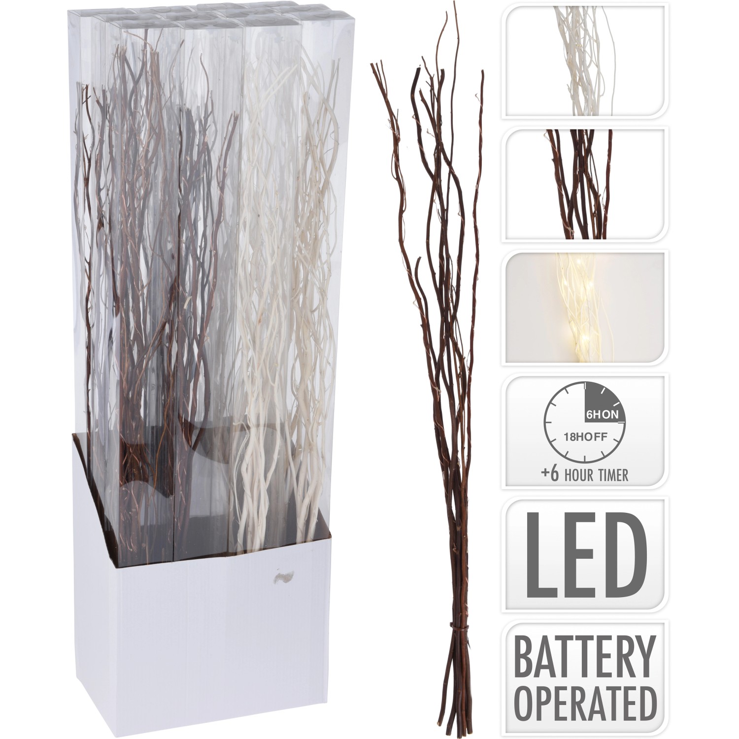 Vánoční proutí 75 cm s 24 LED teplá bílá, různé druhy