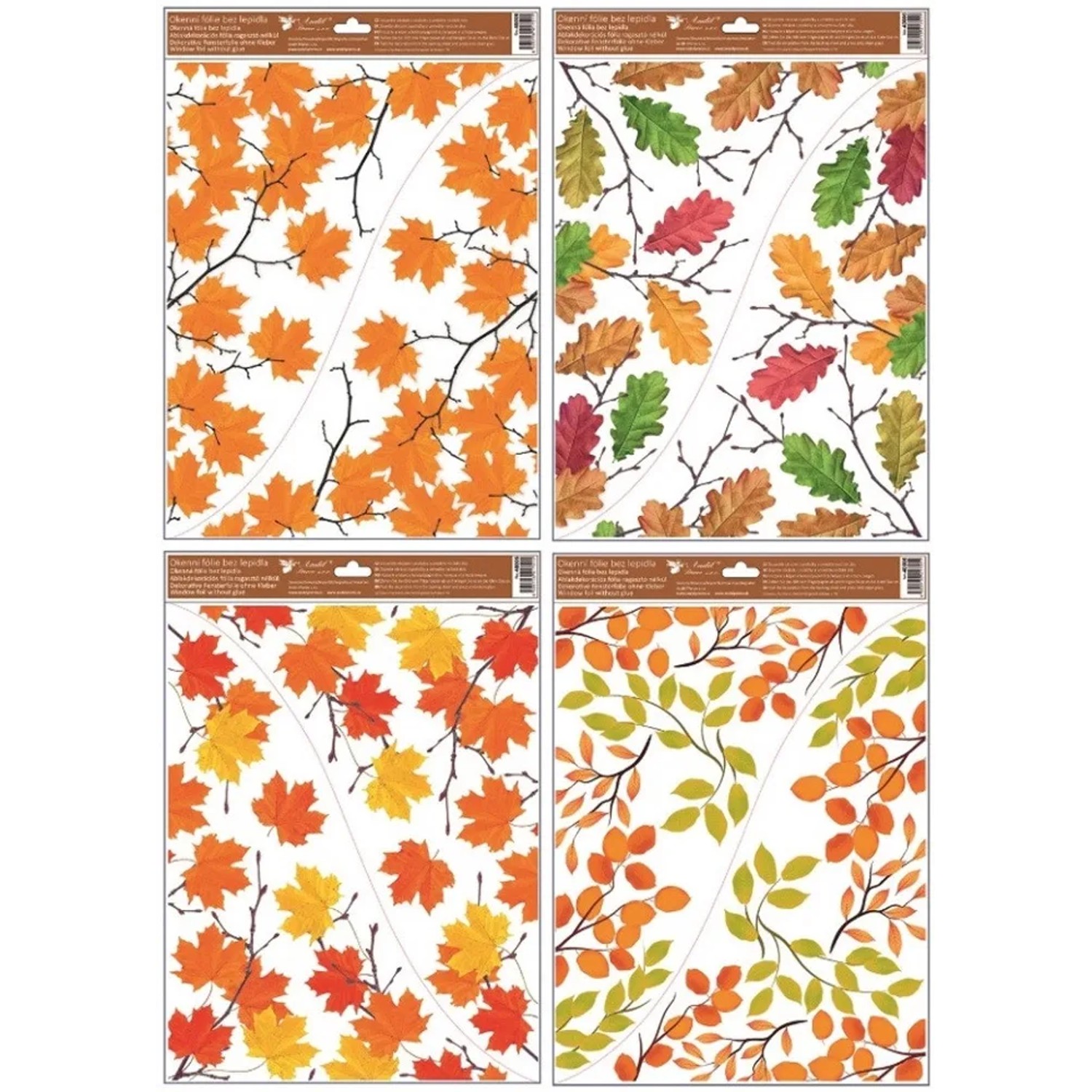 Anděl Přerov Okenní fólie rohová Listy, různé druhy, 1 ks, 30 x 42 cm